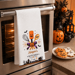 Personalized Halloween Theme Pumpkin Baking Tools Soft Waffle Tea Towel with Name Kitchen Decor Halloween Gift for Family Friends