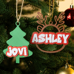Personalised 3D Printed Snowman Reindeer Bell Christmas Tree Ornament Stocking Tag with Name Christmas Gift for Family Friends