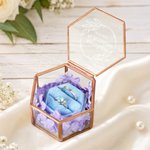 Personalised Monogram Design Wedding Ring Hexagon Box with Name and Date Engagement Proposal Gift for Bride Groom Couple