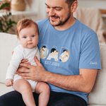 Personalized Sketch Style Faceless Portrait Dad T-shirt Sweatshirt Hoodie with Embroidered Name and Year Father's Day Birthday Gift for Dad Grandpa