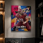 Stampe su tela personalizzate con foto di calciatori in stile graffiti a olio, con nome – Decorazioni per la casa – Spedizione dagli Stati Uniti – Regalo di compleanno per calciatori