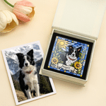 Personalised Stained Glass Style Pet Photo Glitter Fridge Magnet with Name Home Decor Birthday Housewarming Anniversary Gift for Pet Owner Friend