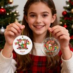 Personalised Happy HoHoHo to You Santa Claus Acrylic Ceramic Ornament with Initial Name and Year Tree Decor Christmas Gift for Kids Family