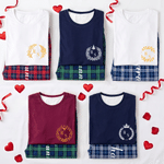 Ensemble de pyjama doux multicolore personnalisé avec monogramme et prénom – Vêtements d'intérieur – Cadeau d'anniversaire, de Noël ou pour les couples et les jeunes mariés