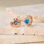 Personalized Heart Birthstone Crystal Sterling Silver Huggie Earrings Dainty Jewelry Birthday Anniversary Wedding Gift for Women
