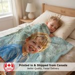 Personalized Oil Painting Style Photo Soft Throw Blanket with Name Home Decor Ship from Canada Birthday Anniversary Gift for Family Friends