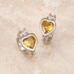 Personalized Heart Birthstone Crystal Sterling Silver Huggie Earrings Dainty Jewelry Birthday Anniversary Wedding Gift for Women