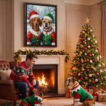 Personalised Christmas Pet Photo Oil Painting Style Canvas Prints with Text Home Decor Christmas New Year Birthday Gift for Pet Owners 3
