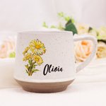 Personlig keramisk krus med gullkant og fødselsblomst, med navn – til daglig bruk, bursdags- og jubileumsgave til kvinner og mødre