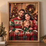 Personalised Stylized 3D Cartoon Art Photo Canvas Prints with Text Home Decor Ship from USA Christmas Gift for Family