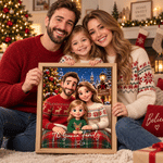 Personalised Stylized 3D Cartoon Art Photo Canvas Prints with Text Home Decor Ship from USA Christmas Gift for Family