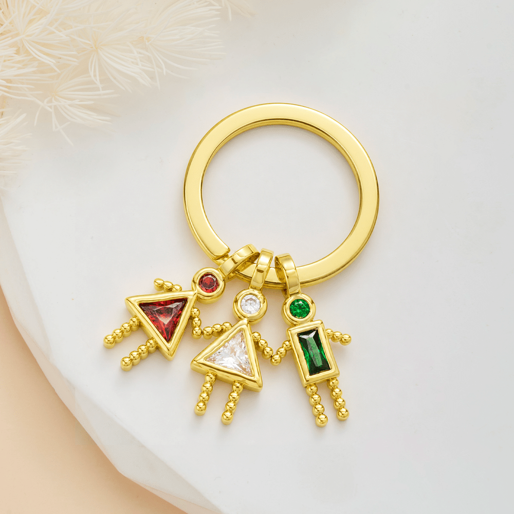 Personalised Dainty 1-7 Birthstone Boy Girl Pendant Keyring Family Keepsake Mother's Day Birthday Gift for Mum Gran 5
