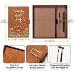 Carnet A5 personnalisé en cuir PU multicolore avec fleur de naissance, titre et texte – Pour un usage quotidien, anniversaire, intégration – Cadeau pour un collègue ou un ami