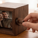 Personalized Film 8/16 Photos Tally Mark Wooden LED Light Flip Book Frame Animation Machine Box with Names and Year Anniversary Gift for Couple