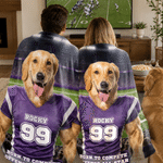Personalised American Football Theme Pet Photo Soft Throw Blanket with Name Number and Text Home Decor Birthday Housewarming Gift for Pet Lovers