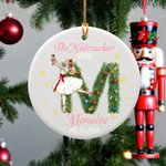 Personalised Nutcracker Clara Ballet Girl Faux Glitter Christmas Ornament with Initial Name Holiday Tree Decor Recital Gift for Ballerinas Dancers