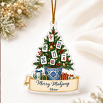 Personalized Merry Mahjong Christmas Acrylic Ornament with Name Tree Decor Mahjong Club Party Christmas Gift for Mahjong Lover