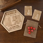 Personalized Farkle Dice Game Tray with Bag Wooden Reference Cards and Dice Holder Birthday Family Game Night Christmas Gift for Farkle Dice Lover