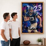 Stampe su tela personalizzate con foto di calciatori in stile graffiti a olio, con nome – Decorazioni per la casa – Spedizione dagli Stati Uniti – Regalo di compleanno per calciatori