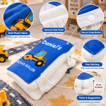 Personalized Construction Truck Multicolour Book-Shaped Throw Pillow with Name Playroom Decor Christmas Birthday Gift for Boys Girls Truck Lovers Kids