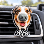 Gepersonaliseerde auto-ventilatieroosterclip met foto van de neus van een hond en naam – autoaccessoires, cadeau voor een huisdierenfeestje, voor automobilisten en huisdiereigenaren