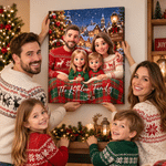 Personalised Stylized 3D Cartoon Art Photo Canvas Prints with Text Home Decor Ship from USA Christmas Gift for Family