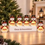 Personalisierter LED Weihnachtsanhänger | Nussknacker-Schneemann-Optik | Holz Dekofigur | Weihnachtsgeschenk für Kinder & Familie