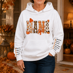 Personalised Pumpkin Pattern Multicolour Soft Sweatshirt Hoodie with Name Birthday Mother's Day Gift for Mum Gran