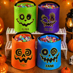 Gepersonaliseerde LED-tas in de vorm van een griezelig pompoengezicht met naam – Halloween-cadeau voor kinderen om mee te trick-or-treaten