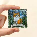 Personalised Stained Glass Style Pet Photo Glitter Fridge Magnet with Name Home Decor Birthday Housewarming Anniversary Gift for Pet Owner Friend