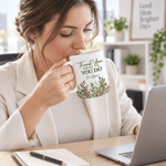 Personalisierte Keramiktasse im Aquarellstil mit Geburtsblumen, 11 oz, 15 oz, mit Schriftzug – für den Büroalltag, als Geburtstagsgeschenk für Kollegen und Mitarbeiter