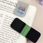 Personalised Butterfly Birth Flower Hand-Drawn Cartoon Photo Magnetic PU Leather Bookmark Clip with Name Birthday Gift for Book Lovers Women