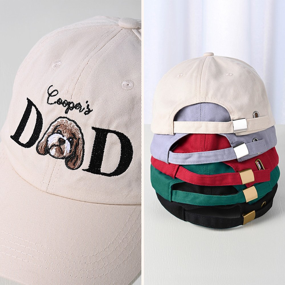 Personalised Embroidered Dog Cat Pet Dad Mum Photo Baseball Cap with Name Birthday Holiday Gift for Pet Owners Lovers 5