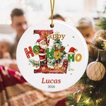 Personalised Happy HoHoHo to You Santa Claus Acrylic Ceramic Ornament with Initial Name and Year Tree Decor Christmas Gift for Kids Family