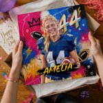 Stampe su tela personalizzate con foto di calciatori in stile graffiti a olio, con nome – Decorazioni per la casa – Spedizione dagli Stati Uniti – Regalo di compleanno per calciatori