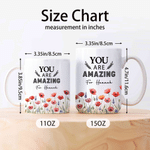 Personalisierte Keramiktasse im Aquarellstil mit Geburtsblumen, 11 oz, 15 oz, mit Schriftzug – für den Büroalltag, als Geburtstagsgeschenk für Kollegen und Mitarbeiter