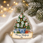 Personalized Merry Mahjong Christmas Acrylic Ornament with Name Tree Decor Mahjong Club Party Christmas Gift for Mahjong Lover