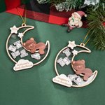 Adorno navideño personalizado con el nombre del bebé Oso agitador de la luna Decoración de la habitación Regalo de Navidad para niña Niño Padres 3