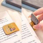 Personalised Butterfly Birth Flower Hand-Drawn Cartoon Photo Magnetic PU Leather Bookmark Clip with Name Birthday Gift for Book Lovers Women