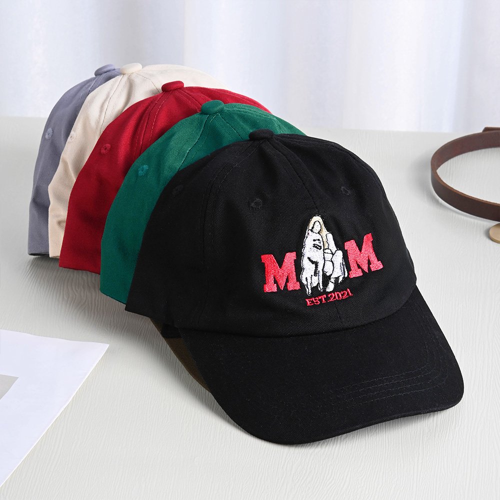 Bordado personalizado Perro Gato Mamá Papá Foto Gorra de béisbol con el año Cumpleaños Regalo de vacaciones para los amantes de los dueños de mascotas 3