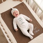 Personalized Embroidered Hello World 100% Cotton Soft Baby Romper Hat Foot Sleeve Blanket Set with Name Baby Shower Gift for Newborns New Parents
