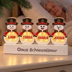 Personalisierter LED Weihnachtsanhänger | Nussknacker-Schneemann-Optik | Holz Dekofigur | Weihnachtsgeschenk für Kinder & Familie