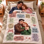 Personalized 3D-Style Art Photo 10 Reasons Why I Love You Soft Throw Blanket Home Decor Birthday Christmas Anniversary Gift for Couple