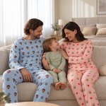 Personalised Face Photo Hearts Lips Multicolour Soft Long Sleeve Pyjama Matching Set Christmas Birthday Gift for Family Kids Men Women