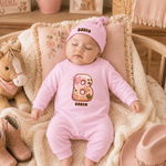 Personalized Sweet Western Cowgirl Initial Cactus Star Horseshoe 100% Cotton Baby Romper Hat Set with Name Baby Shower Birthday Gift for Baby Newborn