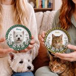 Individuell gestaltete Keramikschale mit 3D-Effekt, Blumenmotiv und Haustierfoto als Schmuckablage mit Namensgravur – Geschenk für den täglichen Gebrauch, zum Jahrestag oder Geburtstag für Haustierbes