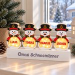 Personalisierter LED Weihnachtsanhänger | Nussknacker-Schneemann-Optik | Holz Dekofigur | Weihnachtsgeschenk für Kinder & Familie