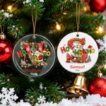 Personalised Happy HoHoHo to You Santa Claus Acrylic Ceramic Ornament with Initial Name and Year Tree Decor Christmas Gift for Kids Family