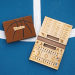 Personalized Portable Wooden Basketball Dice Simulation Game with Engraved Text Logo Travel Accessories Birthday Gift for Men Boys Basketball Fans