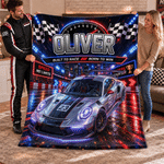 Personalised Fantasy Racing Car Photo Soft Throw Blanket with Name Home Decor Racing Birthday Gift for Racing Lover